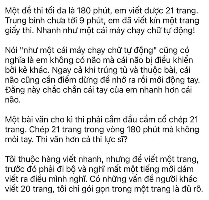 Thủ khoa chuyên văn lớp 10 làm bài thi 21 trang bị xỉa xói không não